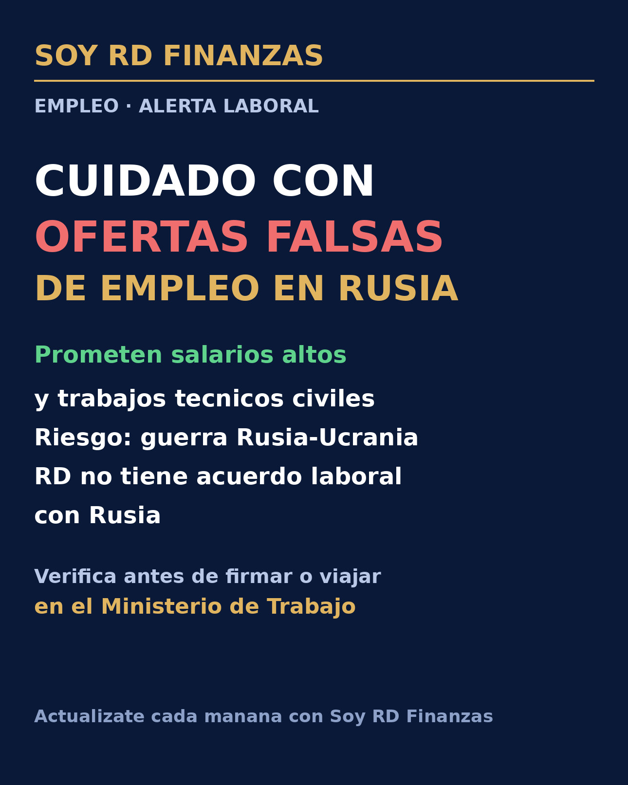 Alerta de empleo: ofertas en Rusia podrían ser un engaño