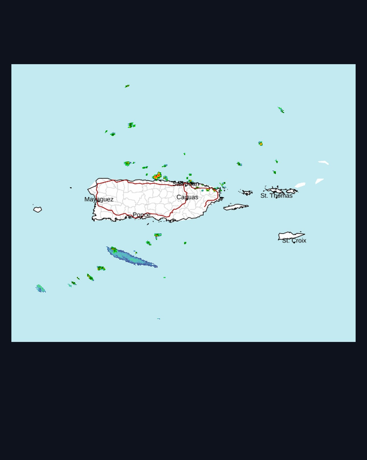 Tiempo variable hoy en Puerto Rico: aguaceros y tronadas esta tarde en el interior oeste y el suroeste